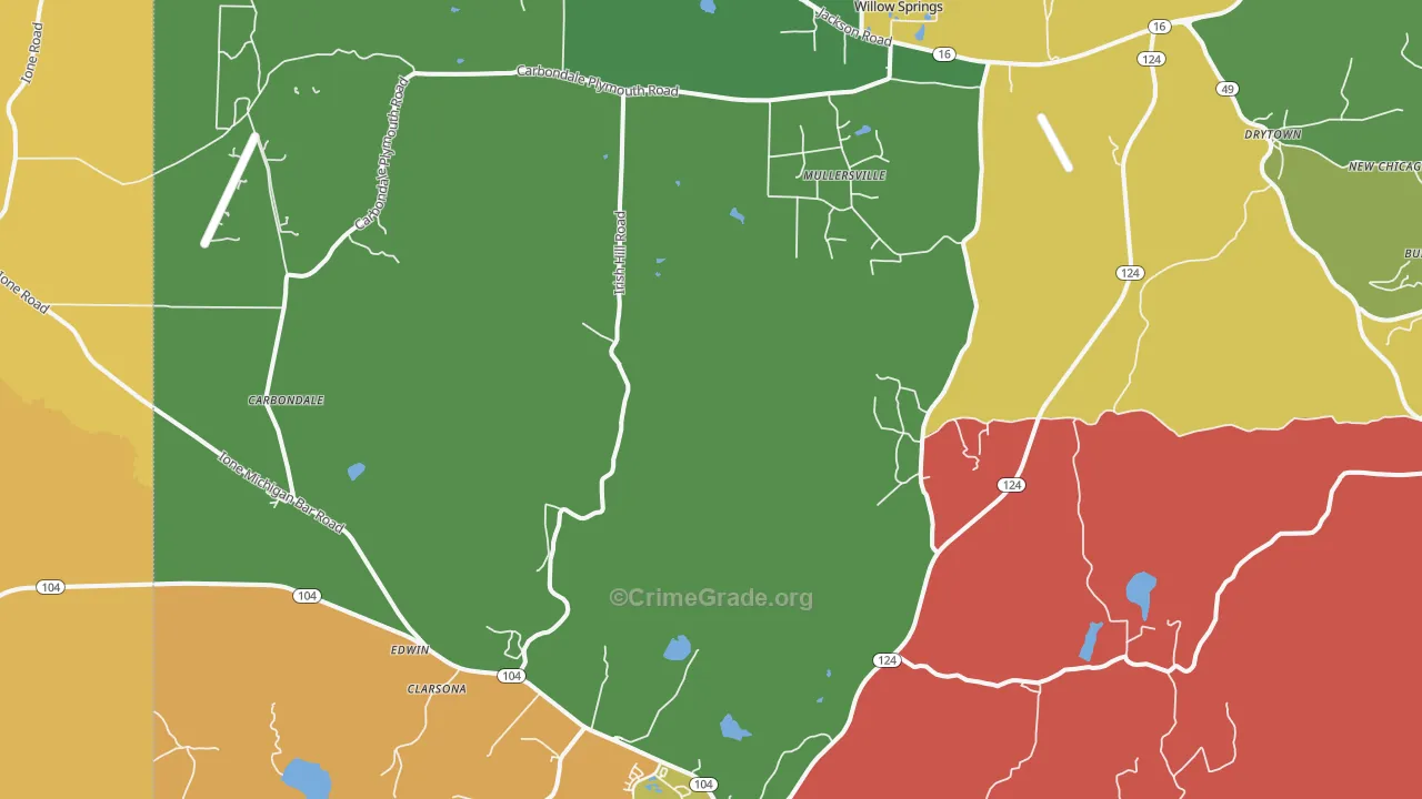 Carbondale, CA Map of Robbery Rates