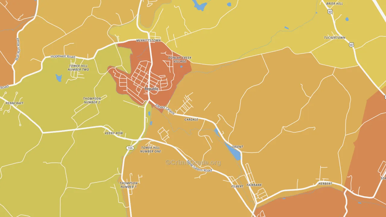 Cardale, PA Map of Robbery Rates