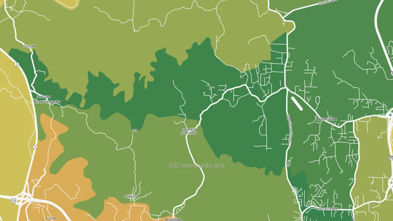 Cardiff, AL Map of Robbery Rates