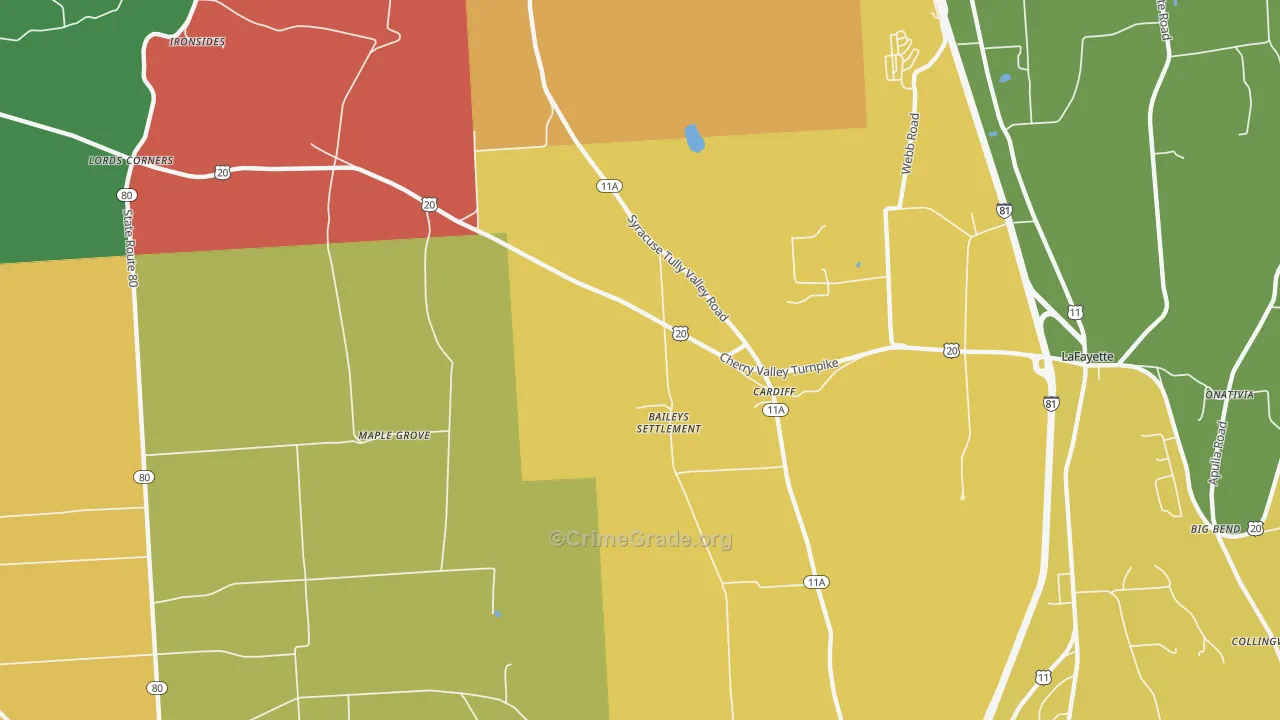 Cardiff, NY Map of Robbery Rates