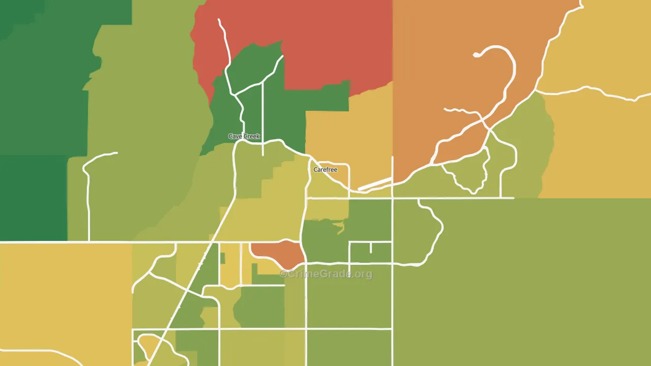 Carefree, AZ Map of Robbery Rates