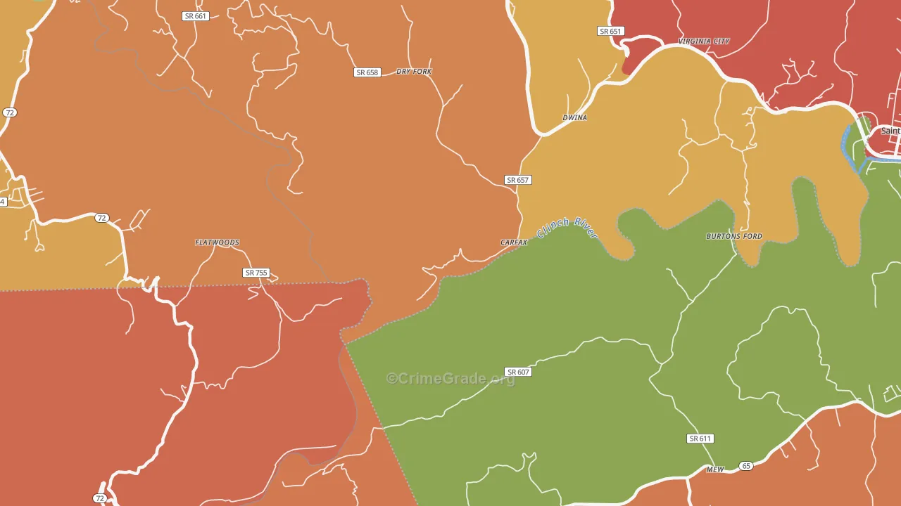 Carfax, VA Map of Robbery Rates