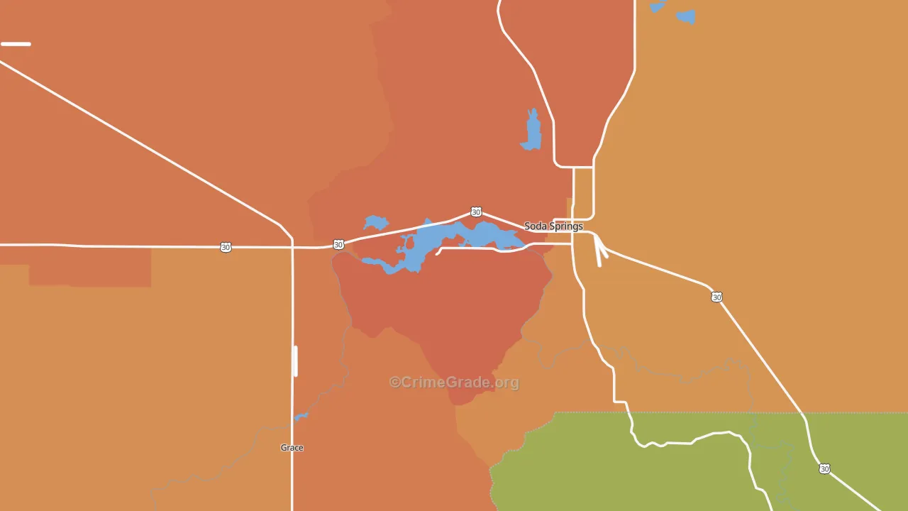 Caribou County, ID Map of Robbery Rates
