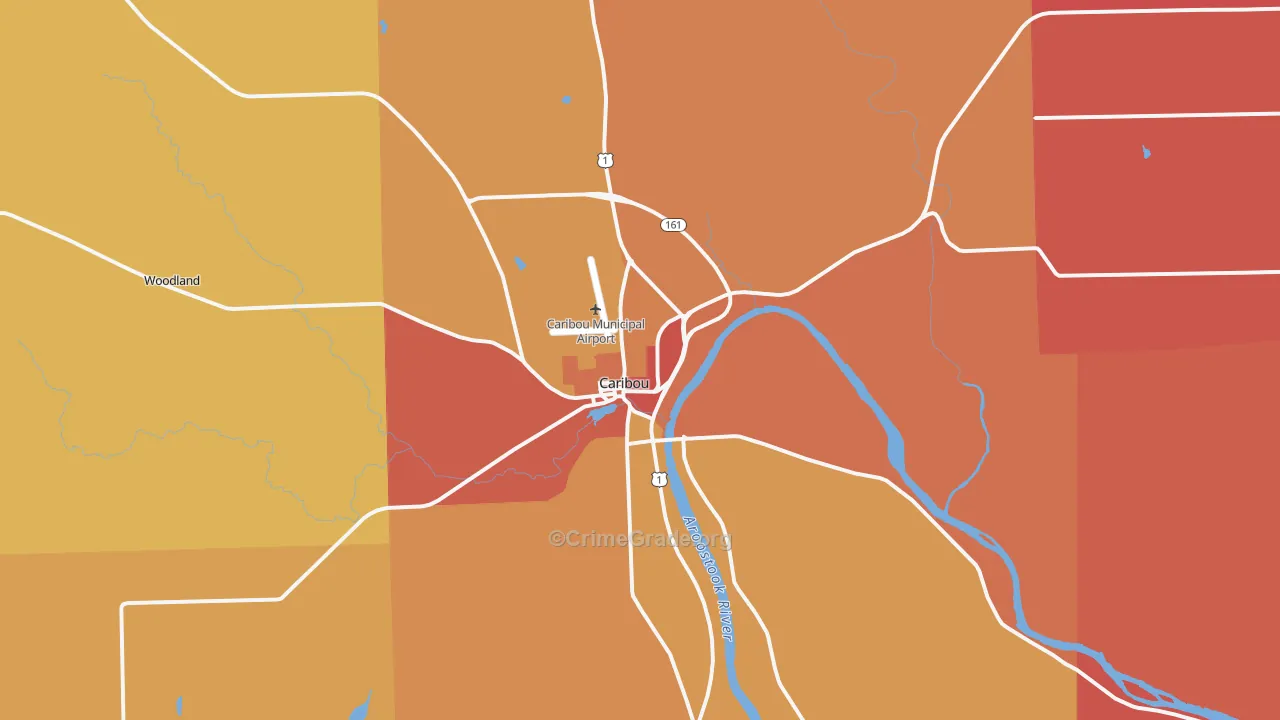 Caribou, ME Map of Robbery Rates