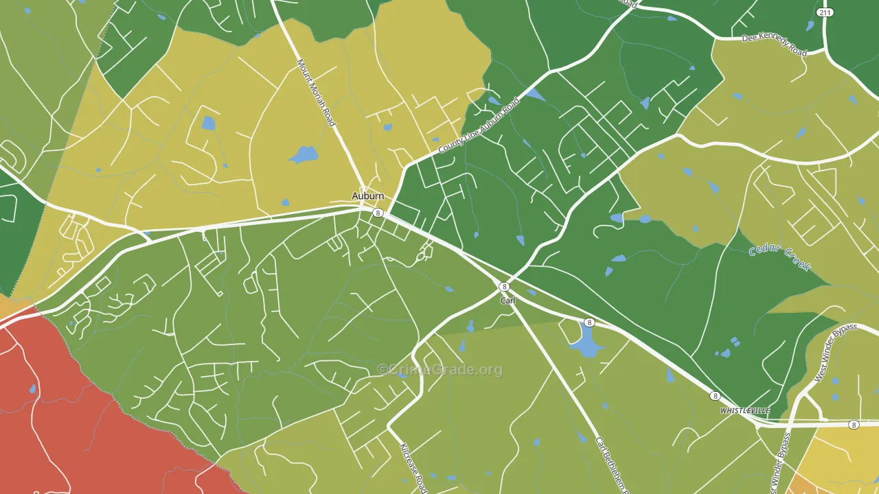Carl, GA Map of Robbery Rates