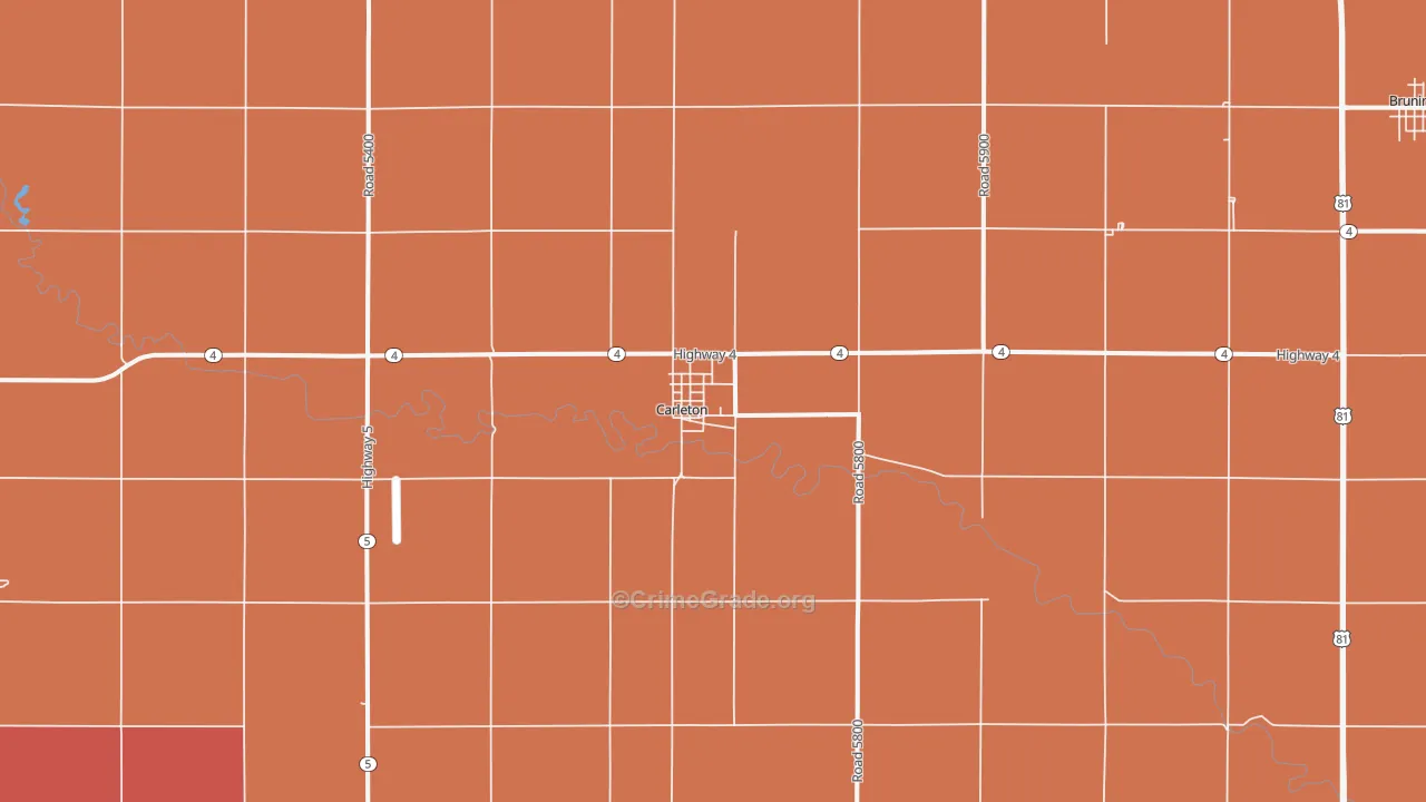 Carleton, NE Map of Robbery Rates