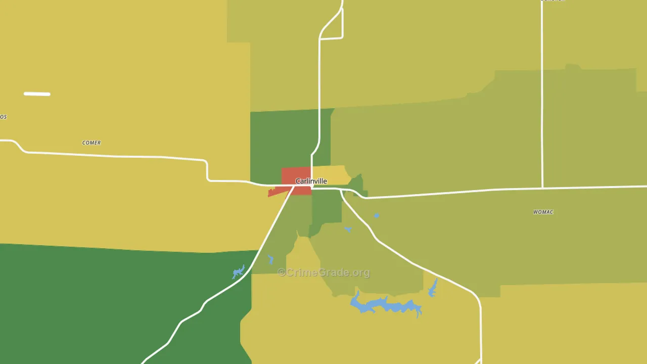 Carlinville, IL Map of Robbery Rates