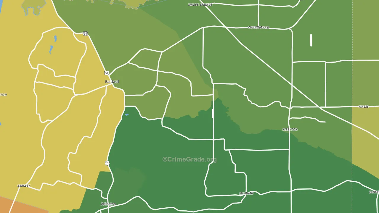 Carlisle County, KY Map of Robbery Rates