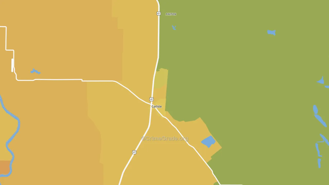 Carlisle, IN Map of Robbery Rates