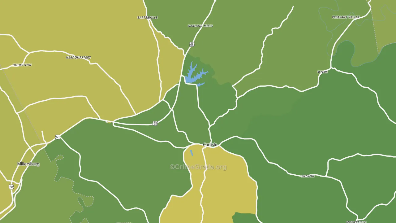 Carlisle, KY Map of Robbery Rates