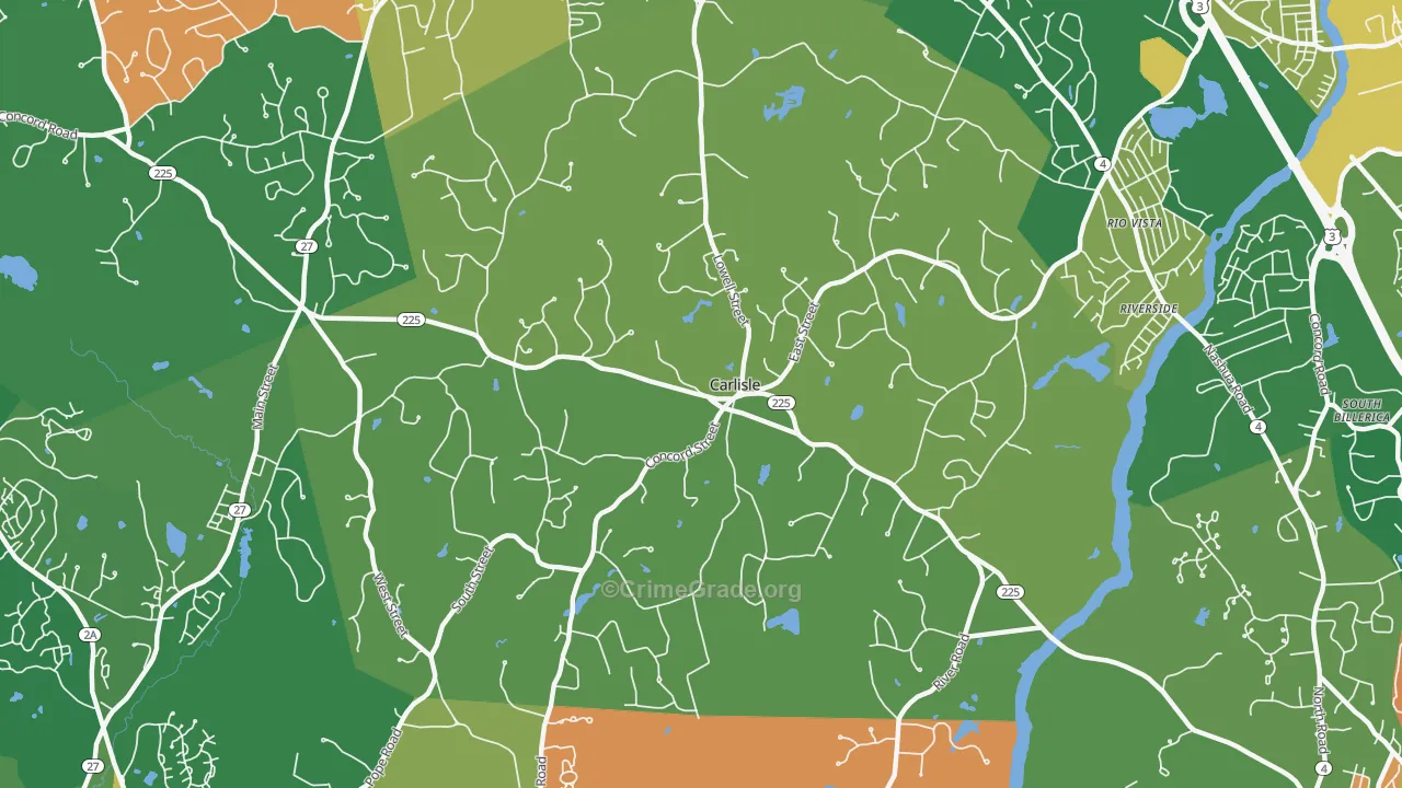Carlisle, MA Map of Robbery Rates
