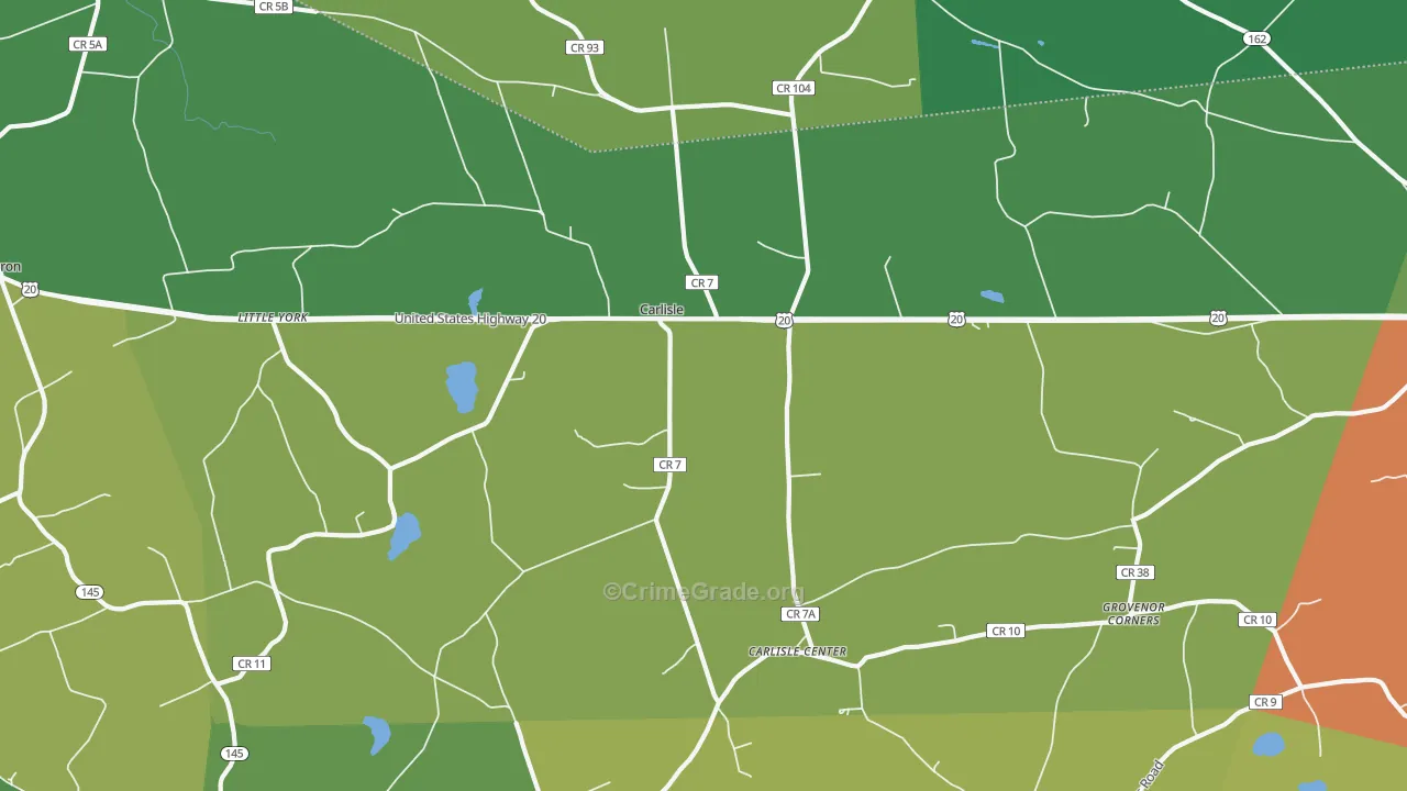 Carlisle, NY Map of Robbery Rates
