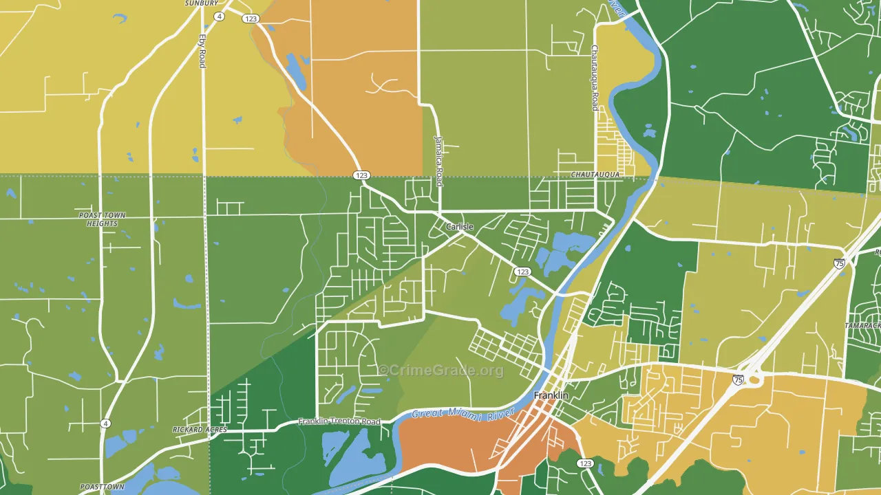 Carlisle, OH Map of Robbery Rates