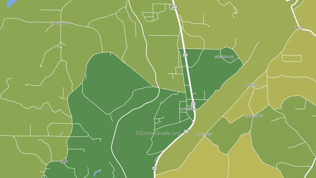 Carlisle-Rockledge, AL Map of Robbery Rates