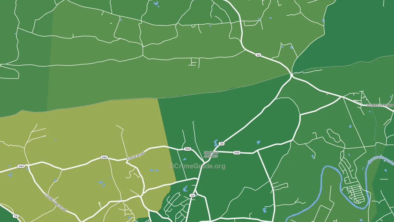 Carlisle Springs, PA Map of Robbery Rates
