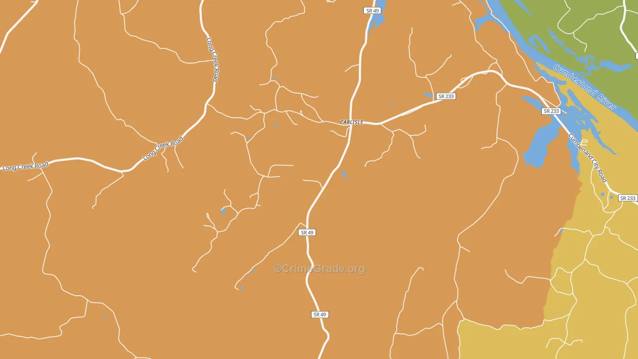 Carlisle, TN Map of Robbery Rates