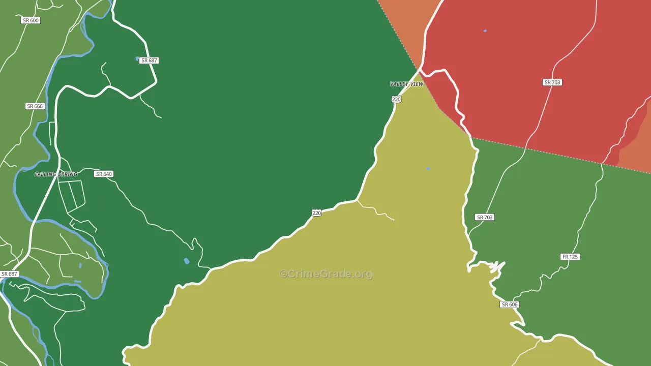 Carloover, VA Map of Robbery Rates
