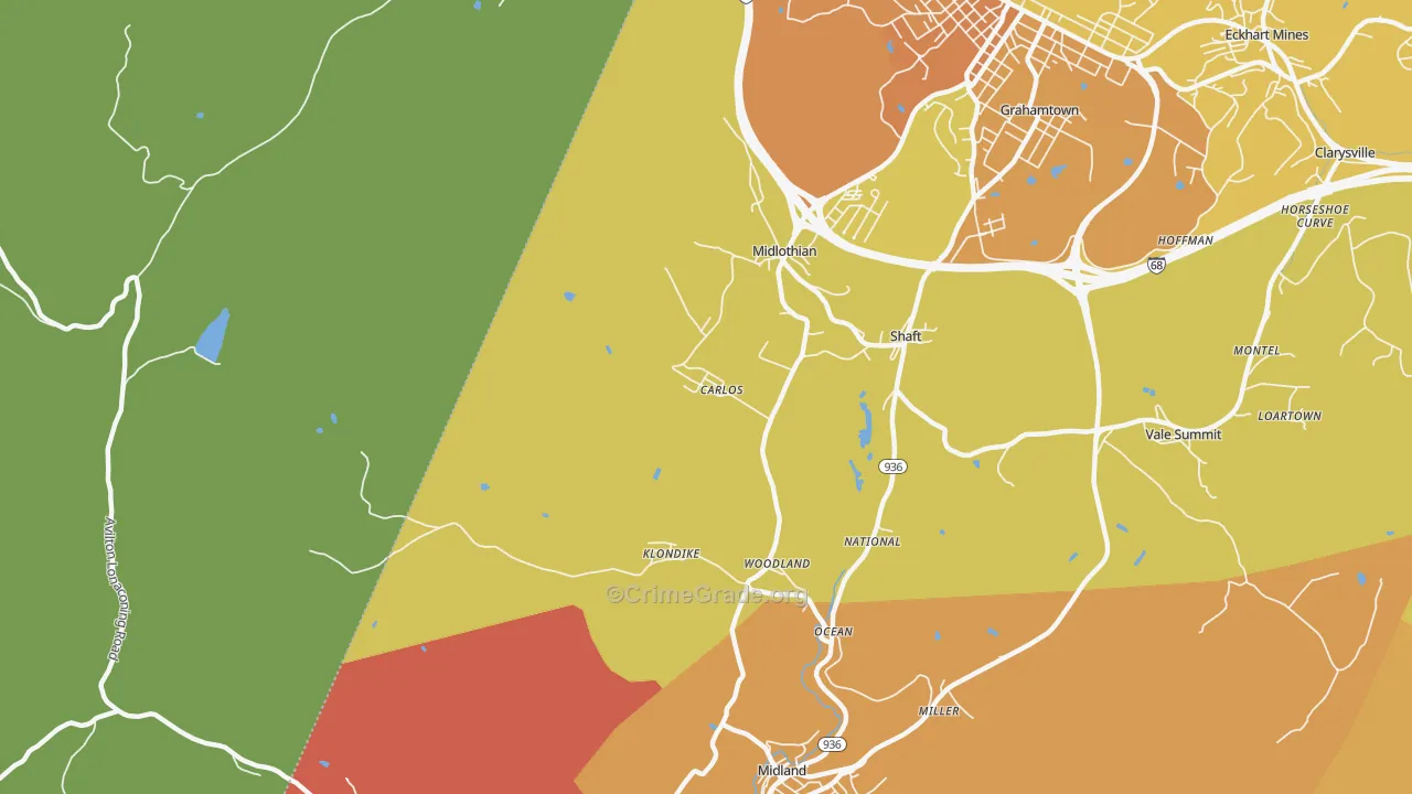 Carlos, MD Map of Robbery Rates