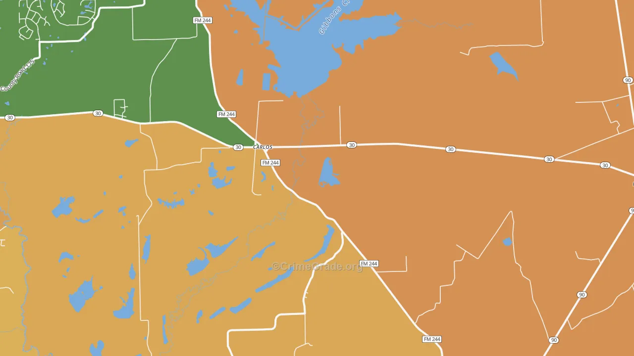 Carlos, TX Map of Robbery Rates