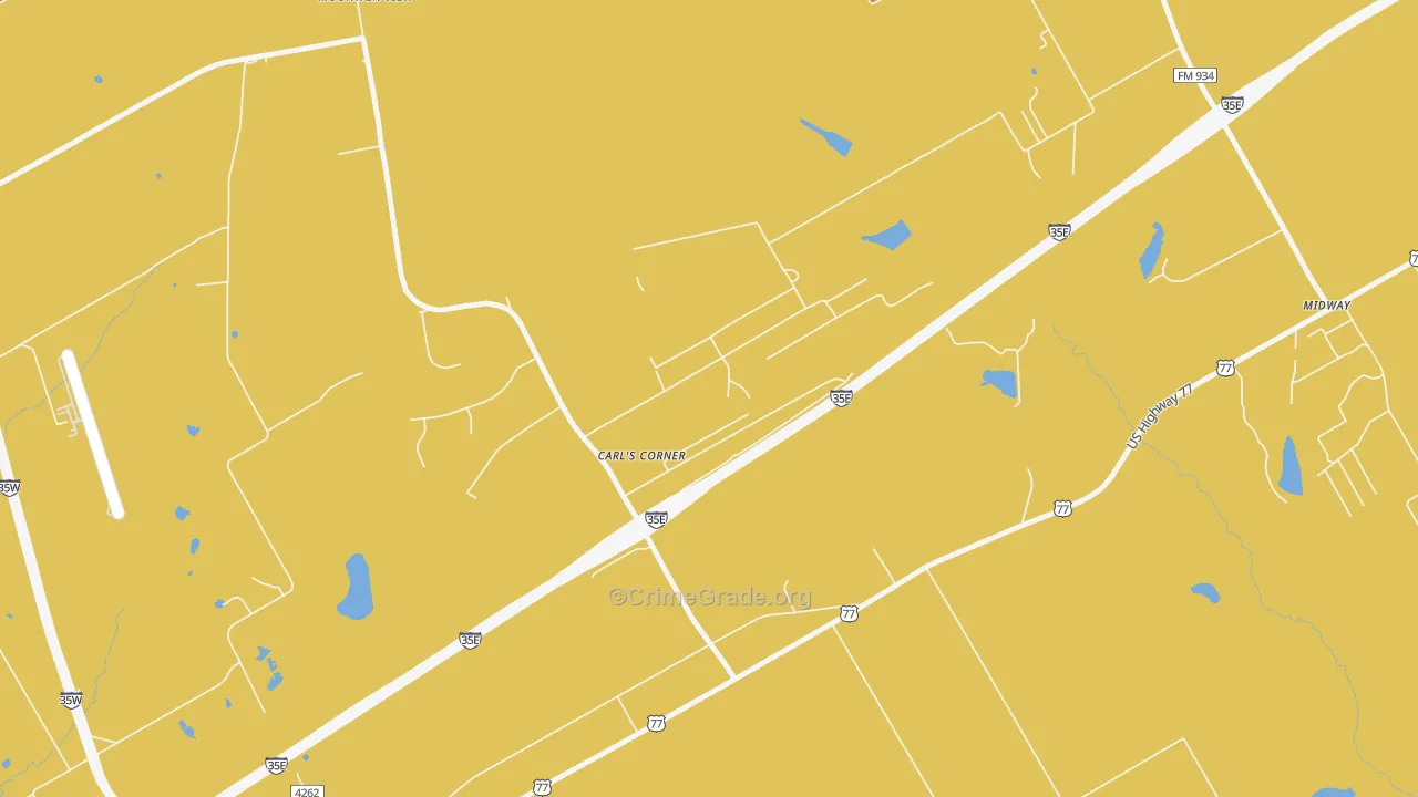 Carls Corner, TX Map of Robbery Rates