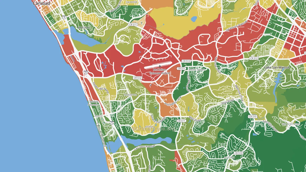 Carlsbad, CA Map of Robbery Rates