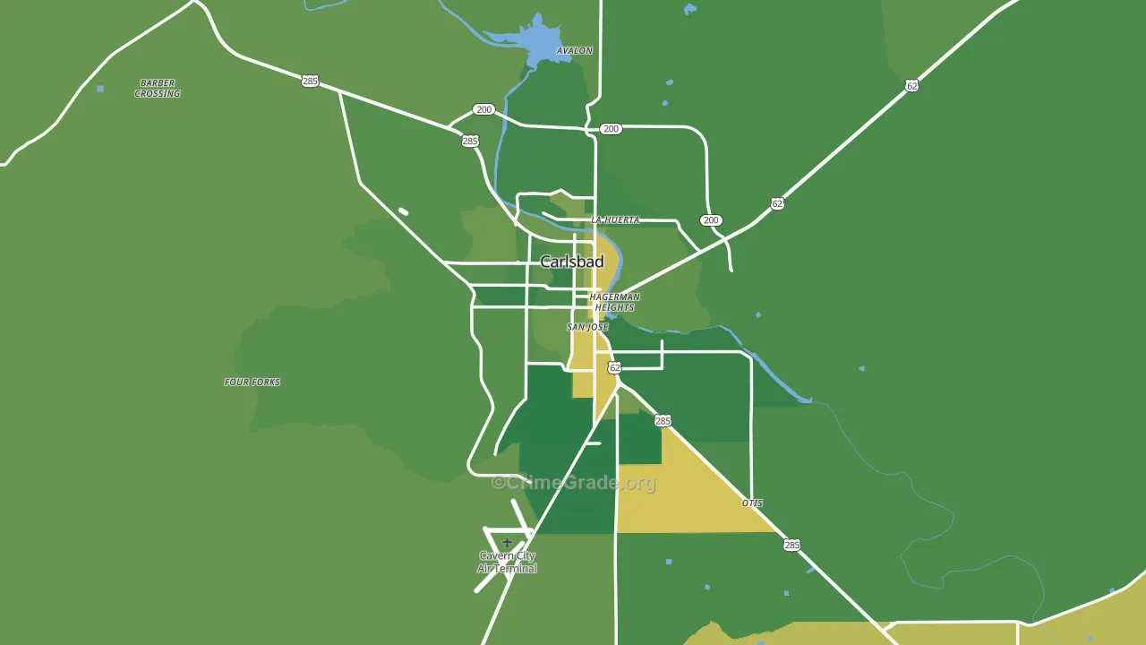Carlsbad, NM Map of Robbery Rates