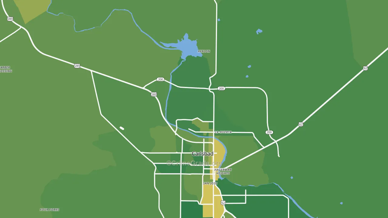 Carlsbad North, NM Map of Robbery Rates