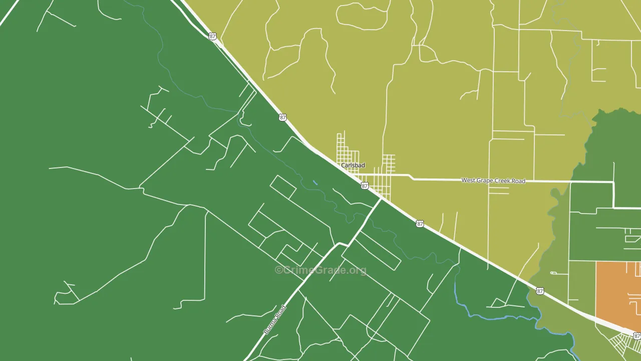 Carlsbad, TX Map of Robbery Rates