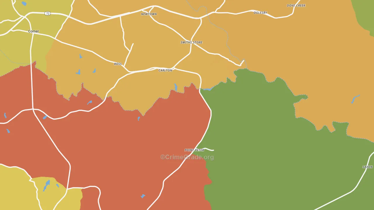 Carlton, GA Map of Robbery Rates