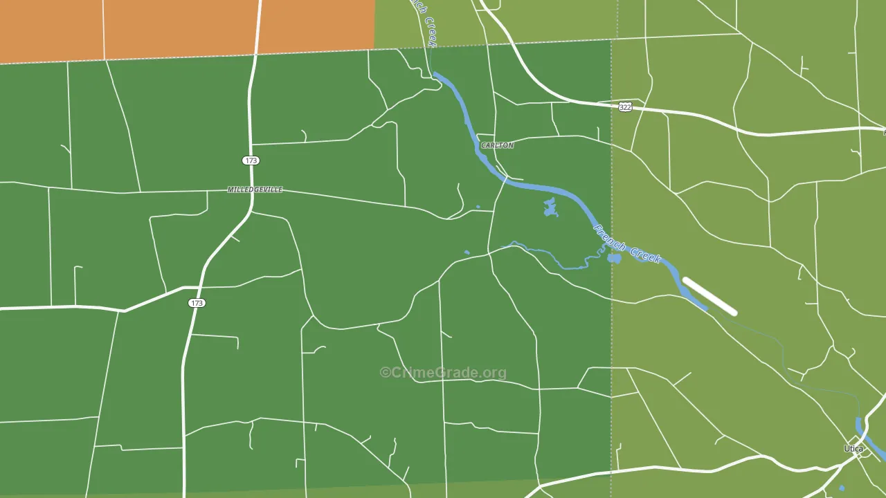 Carlton, PA Map of Robbery Rates