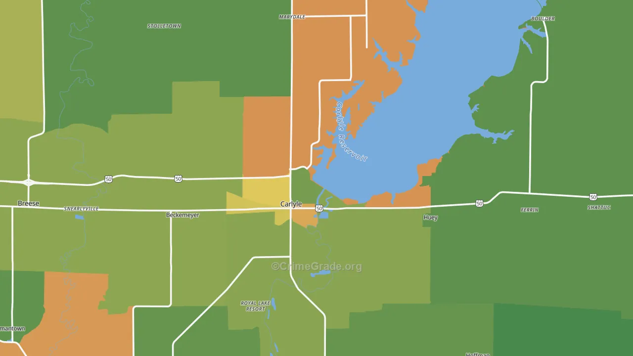 Carlyle, IL Map of Robbery Rates