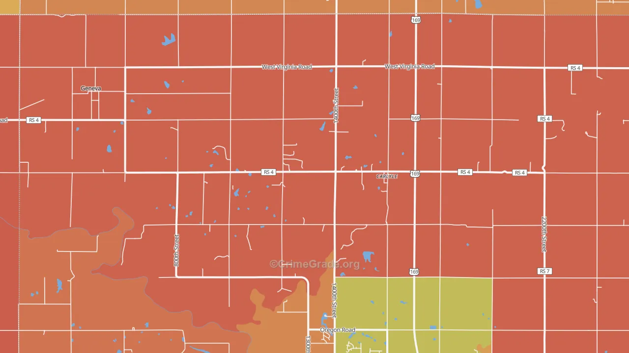 Carlyle, KS Map of Robbery Rates