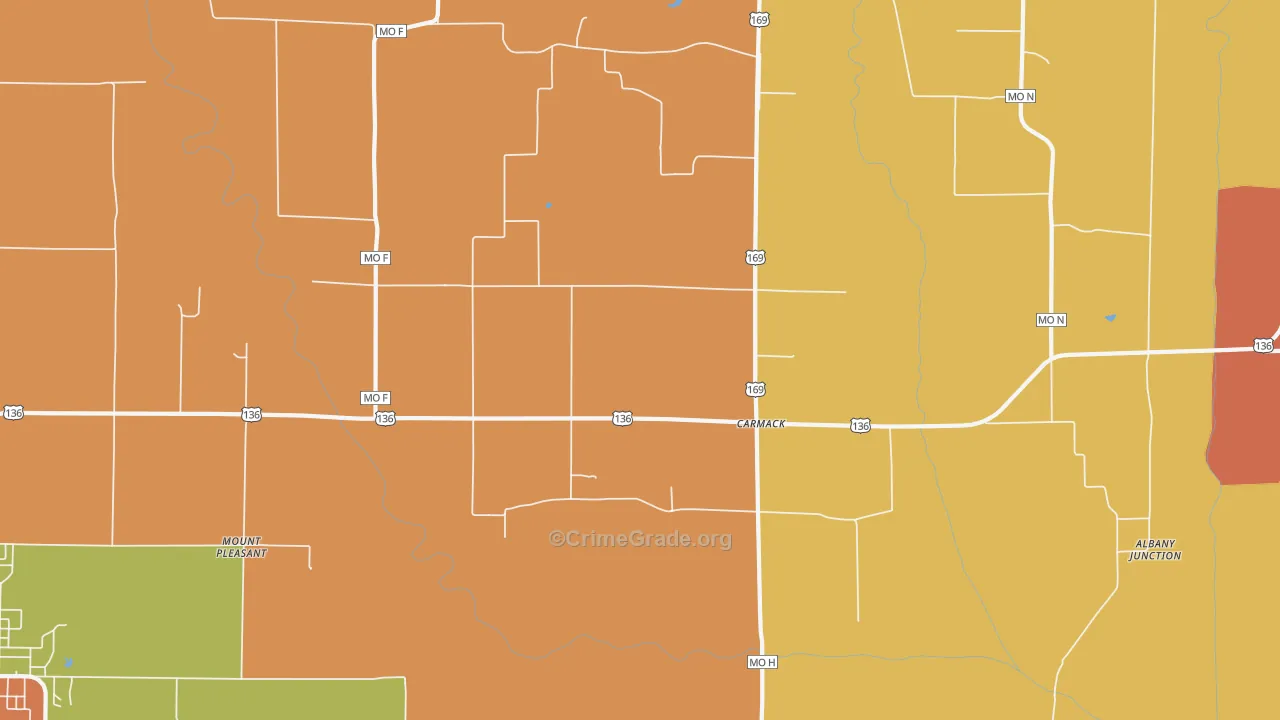 Carmack, MO Map of Robbery Rates