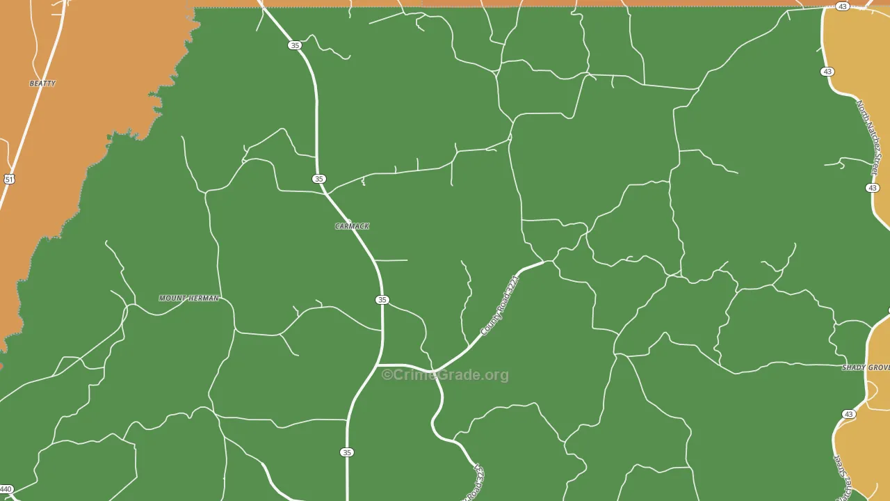 Carmack, MS Map of Robbery Rates