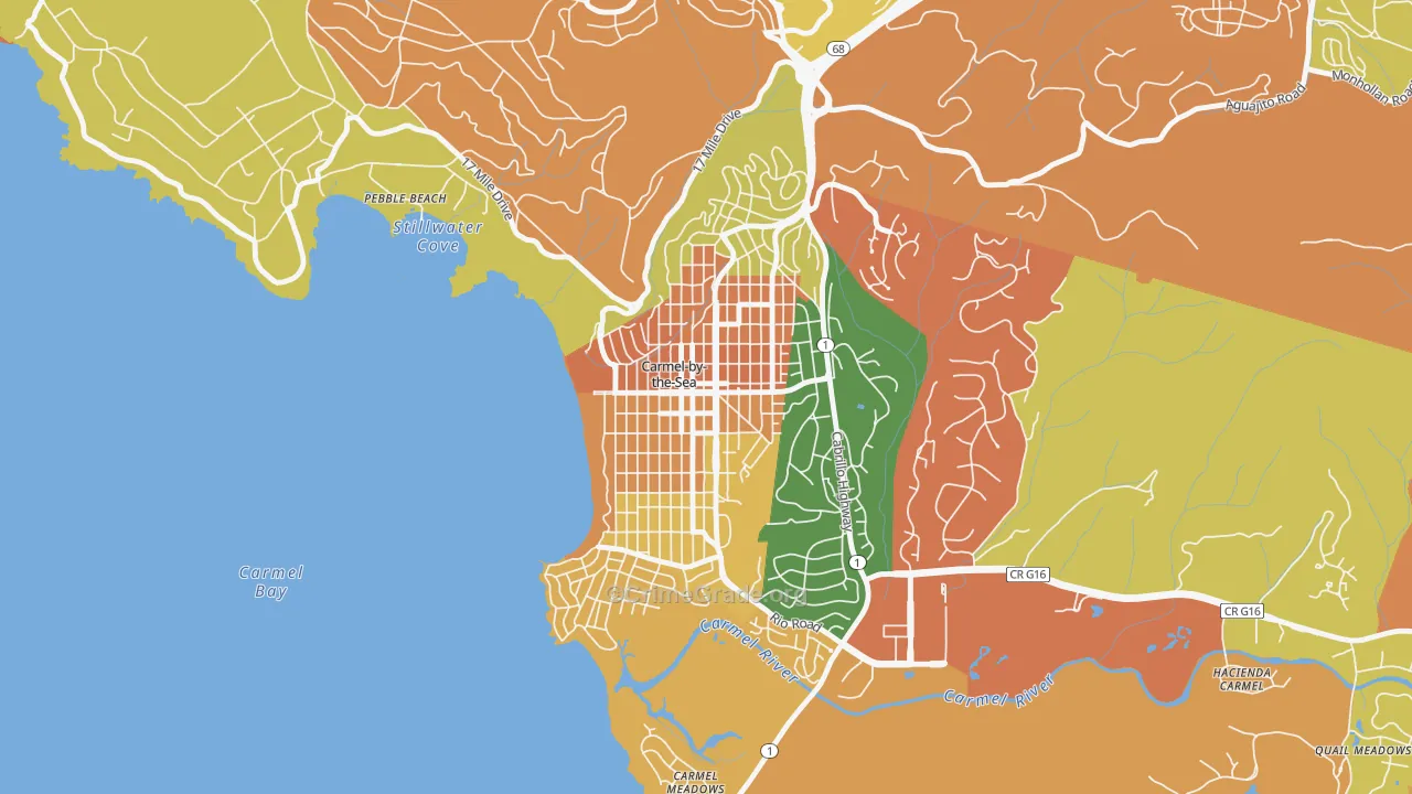 Carmel-By-The-Sea, CA Map of Robbery Rates