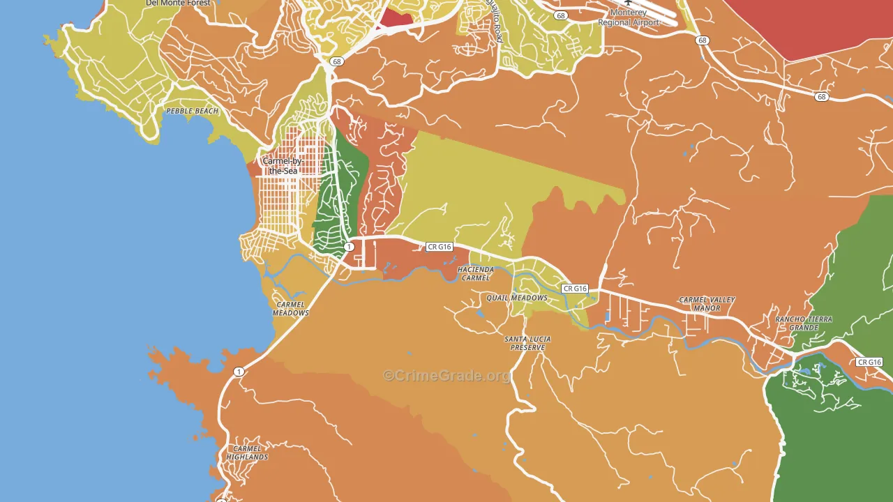 Carmel, CA Map of Robbery Rates