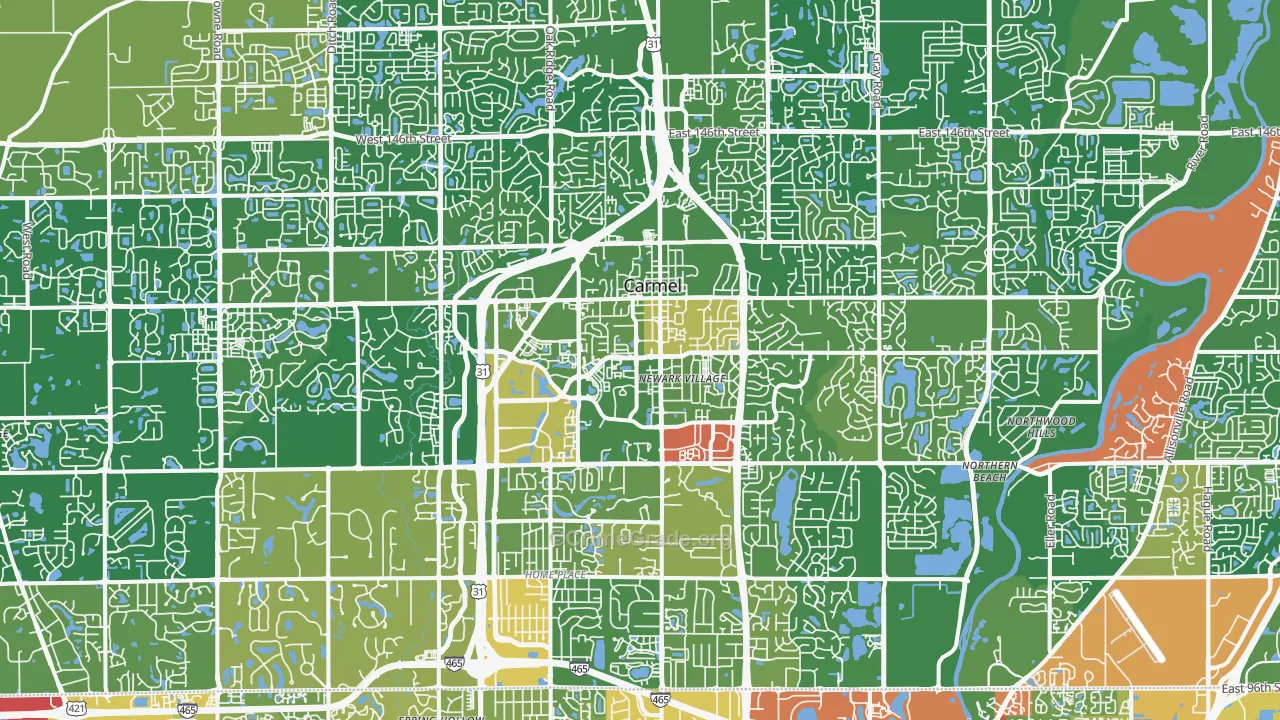 Carmel, IN Map of Robbery Rates