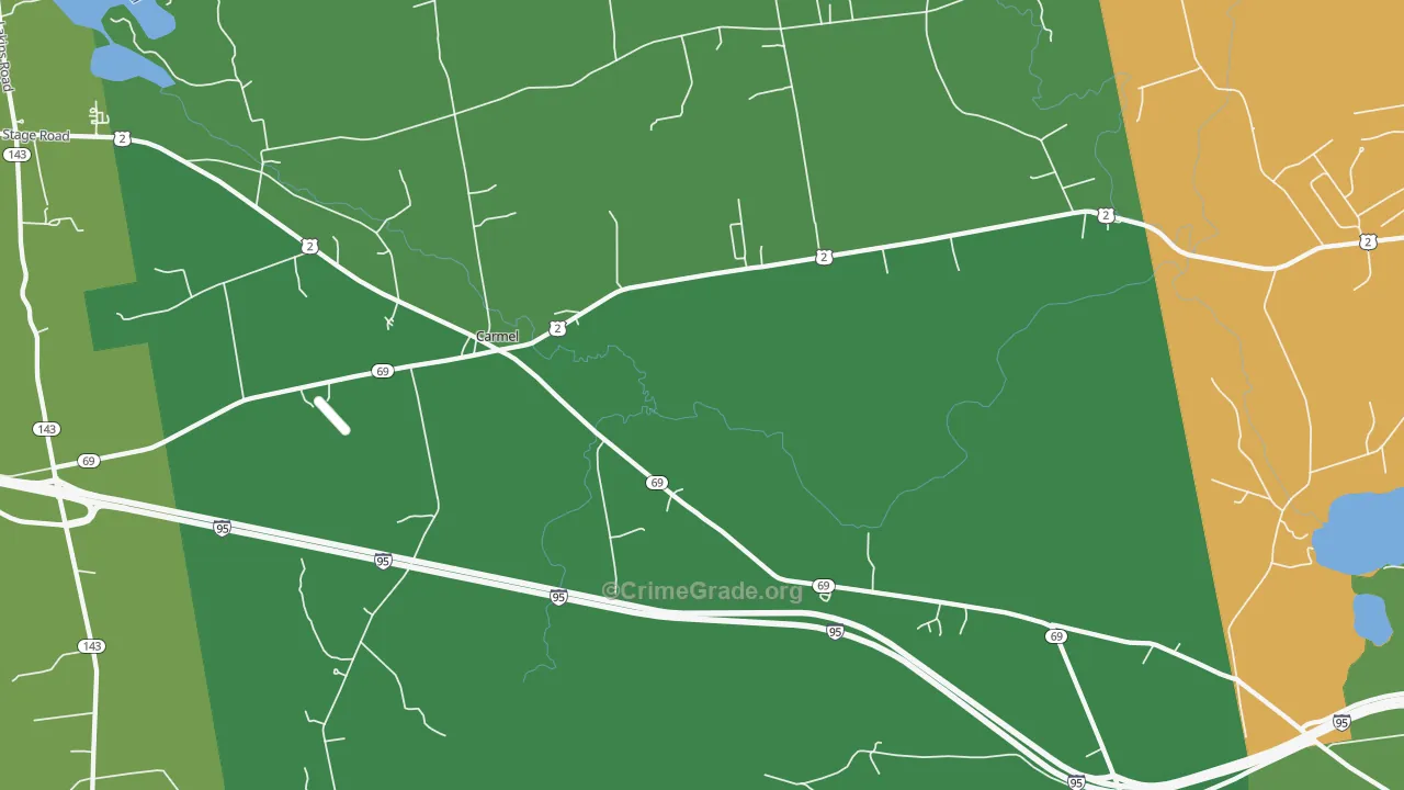 Carmel, ME Map of Robbery Rates