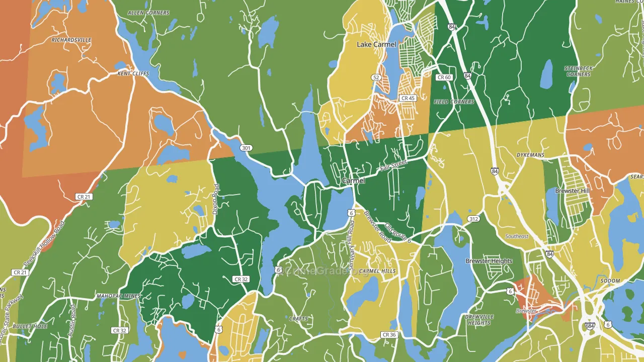 Carmel, NY Map of Robbery Rates