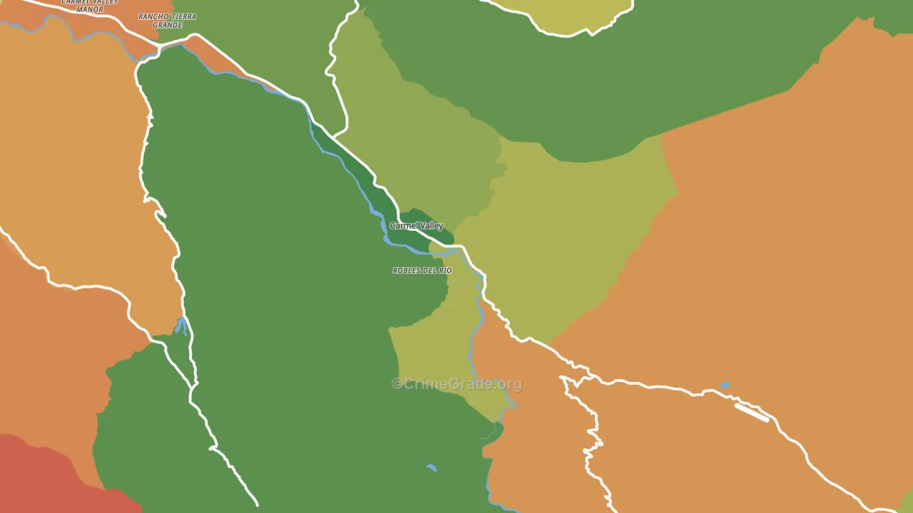 Carmel Valley, CA Map of Robbery Rates