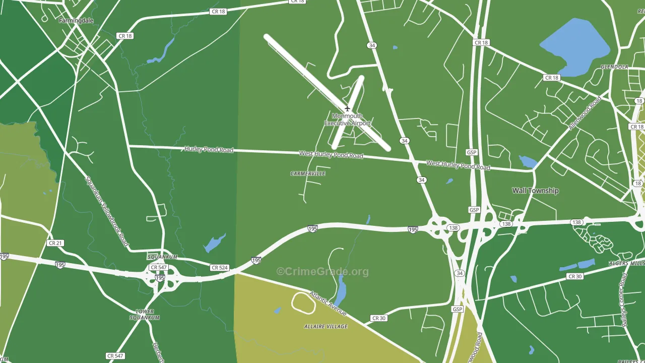 Carmerville, NJ Map of Robbery Rates