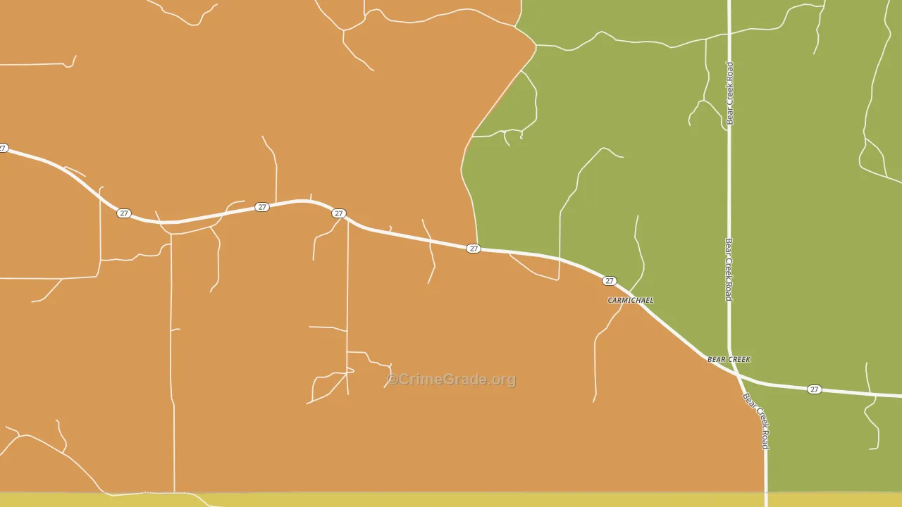 Carmichael, MS Map of Robbery Rates