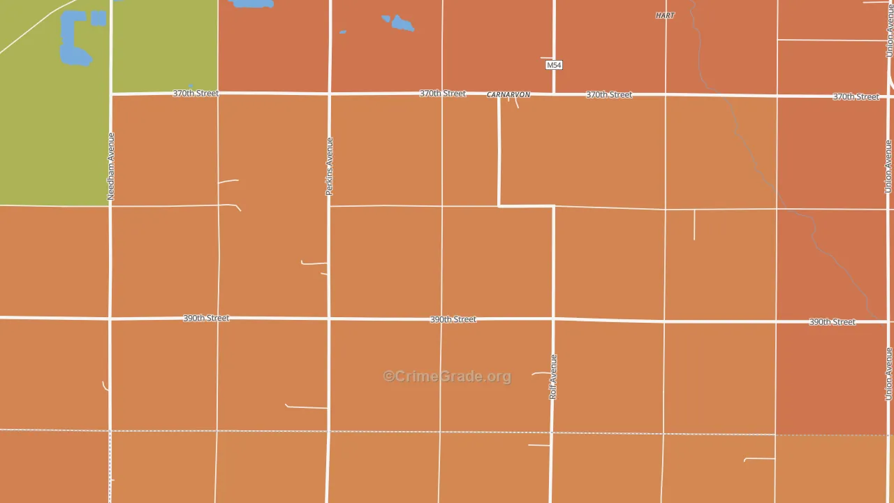 Carnarvon, IA Map of Robbery Rates