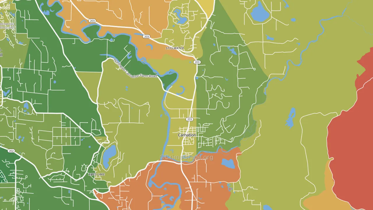 Carnation, WA Map of Robbery Rates