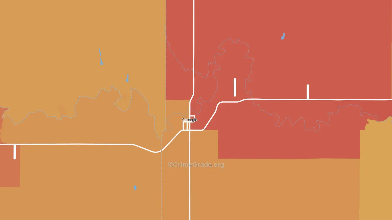 Carnegie, OK Map of Robbery Rates