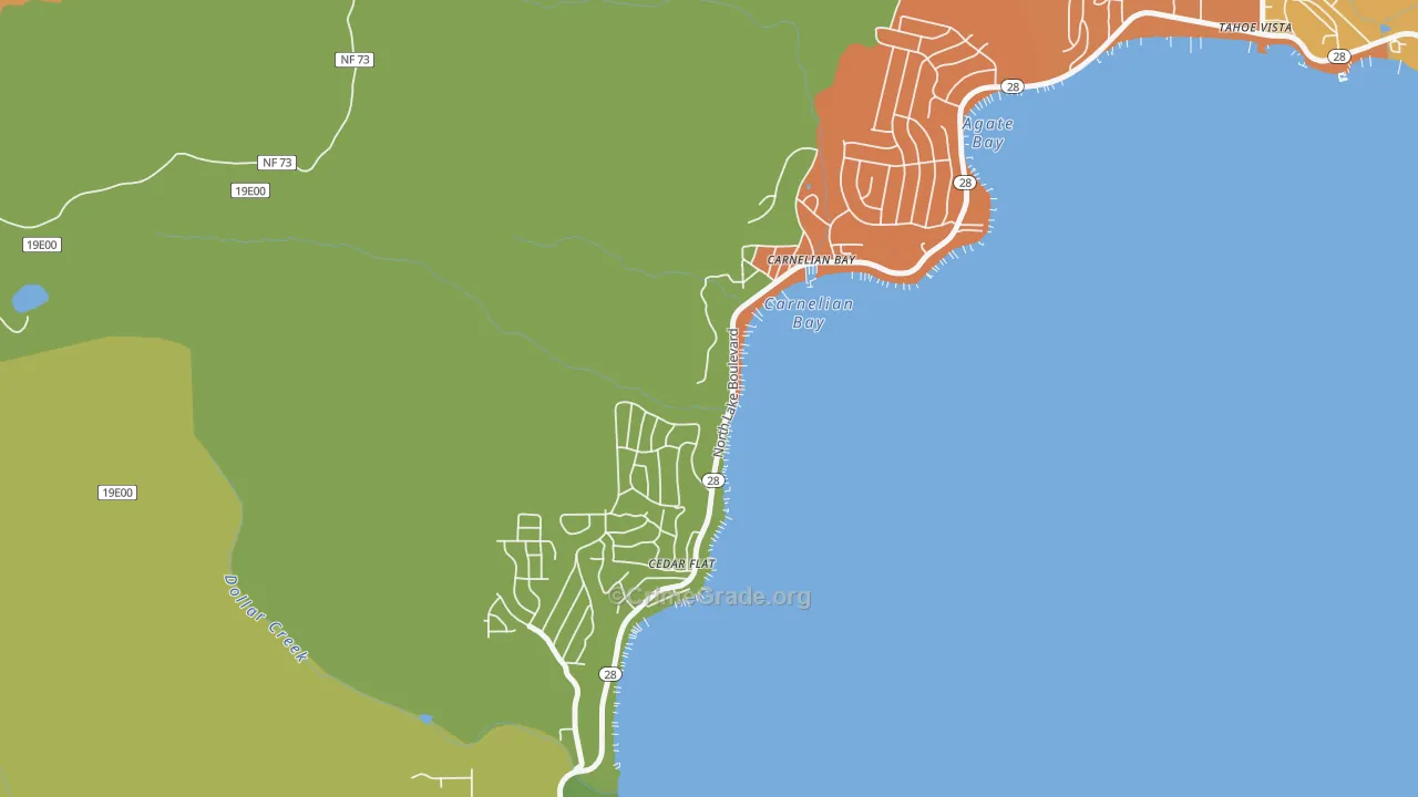 Carnelian Bay, CA Map of Robbery Rates
