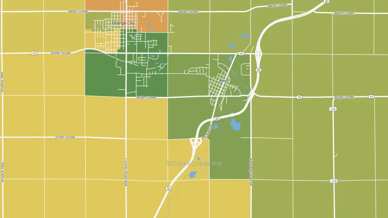 Carnes, IA Map of Robbery Rates