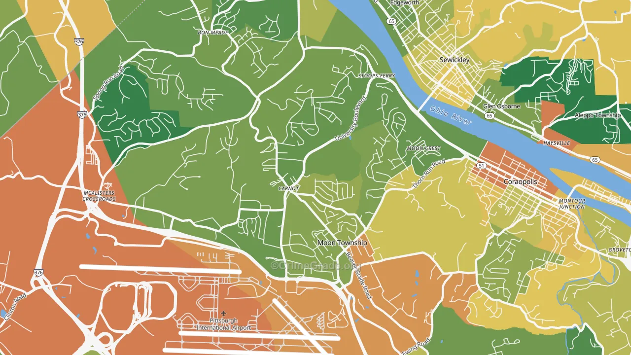 Carnot-Moon, PA Map of Robbery Rates