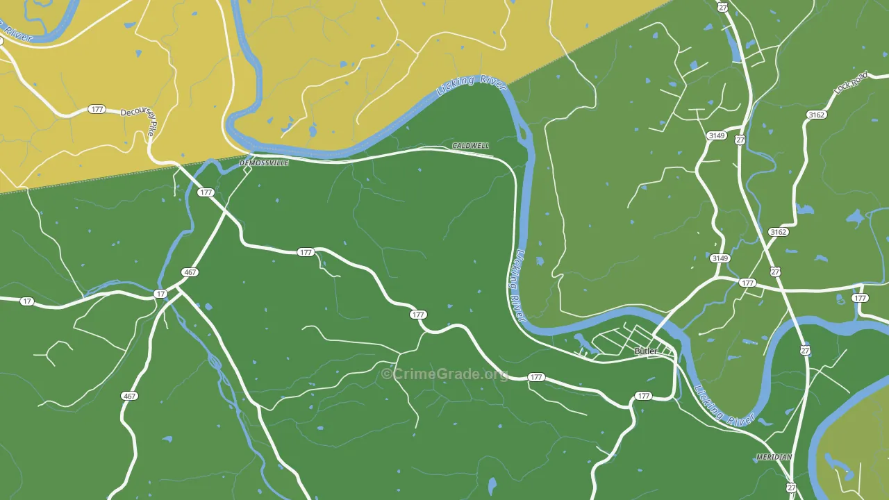 Carntown, KY Map of Robbery Rates