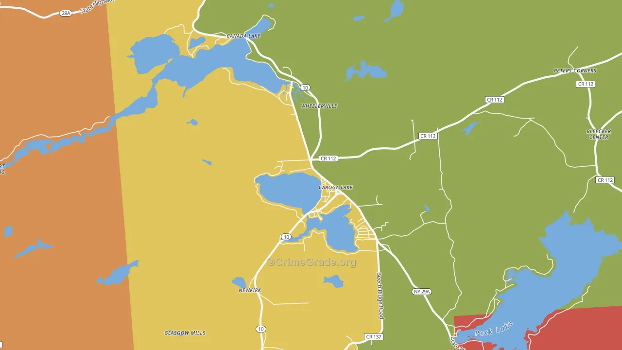 Caroga Lake, NY Map of Robbery Rates